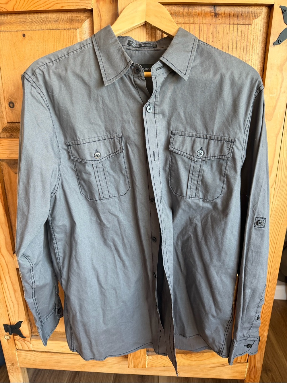 Michael Brandon Men's Charcoal Gray Casual Button Shirt